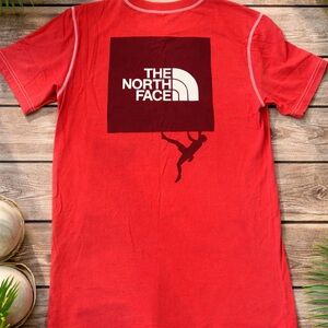 The North Face Red Short Sleeve Tee with Contrast Stitching